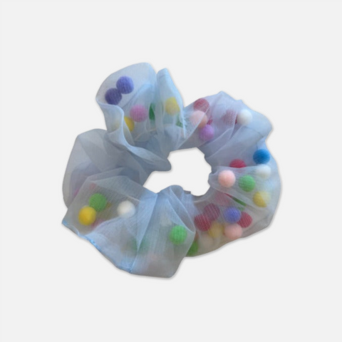 Pom Pom Organza Scrunchies