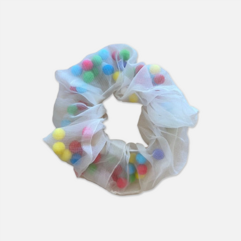 Pom Pom Organza Scrunchies