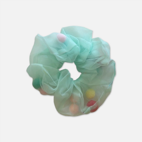 Pom Pom Organza Scrunchies