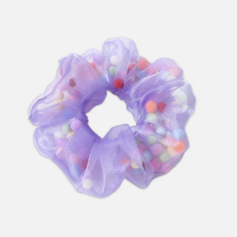 Pom Pom Organza Scrunchies