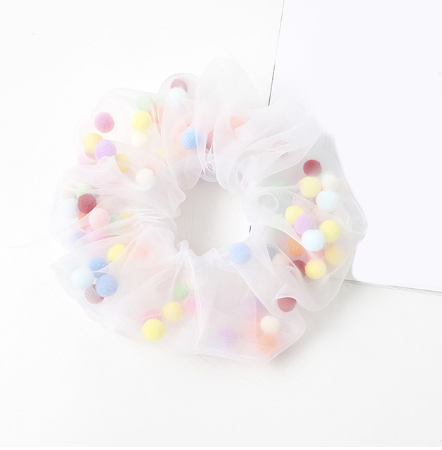 Pom Pom Organza Scrunchies