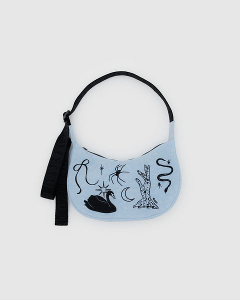 Small Nylon Crescent Bag Embroidered Ballet Icons